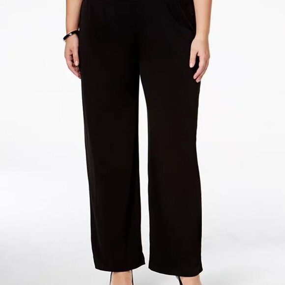 NY Collection Plus Size Black Wide-Leg Pants 2X NWT - Picture 2 of 4